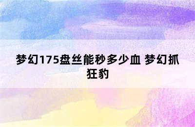 梦幻175盘丝能秒多少血 梦幻抓狂豹